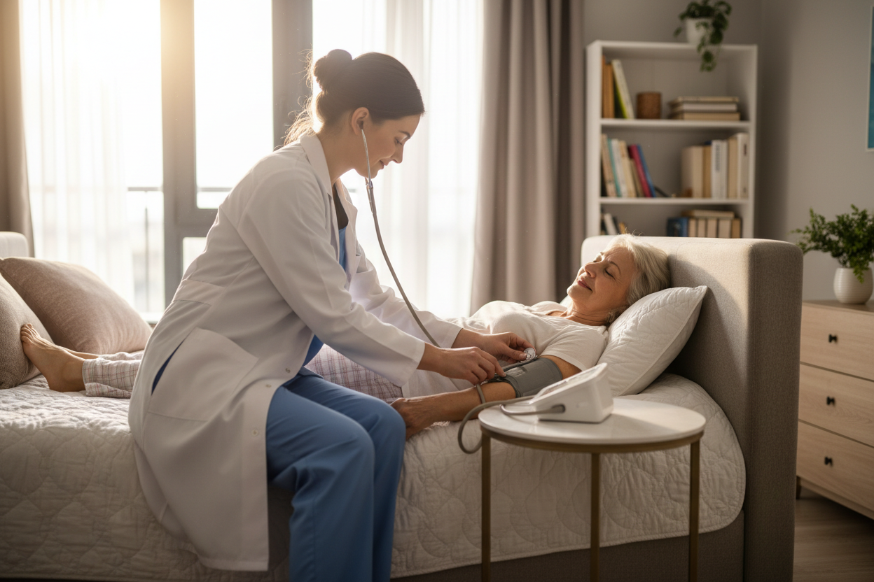 patient on bed at home phsical assessment